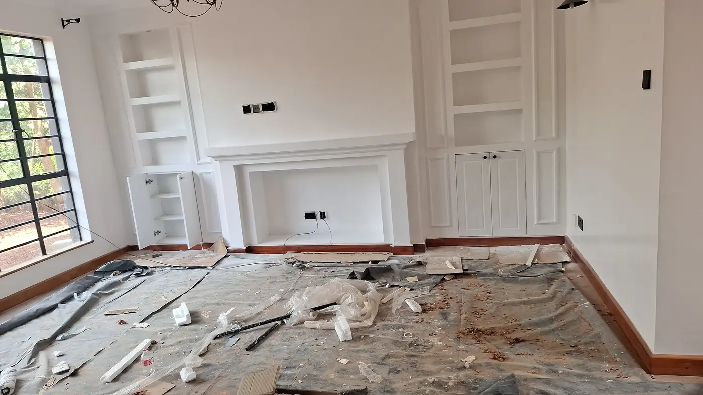 Room before PrimeMax post-construction cleaning