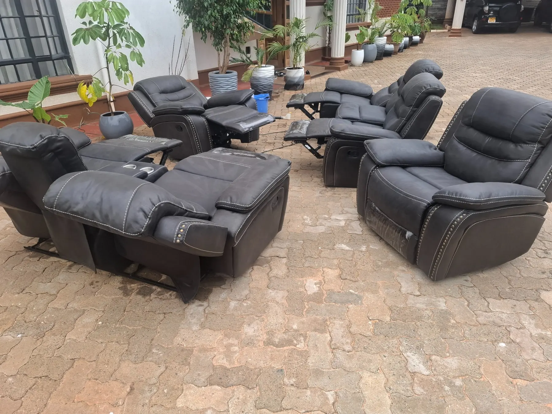 Clean recliner sofa set after PrimeMax upholstery cleaning