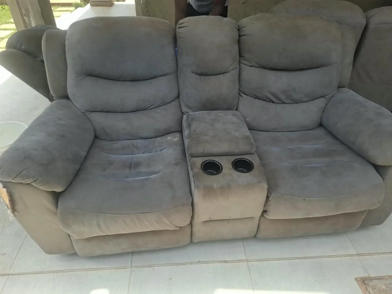 Fabric recliner cleaning before professional cleaning