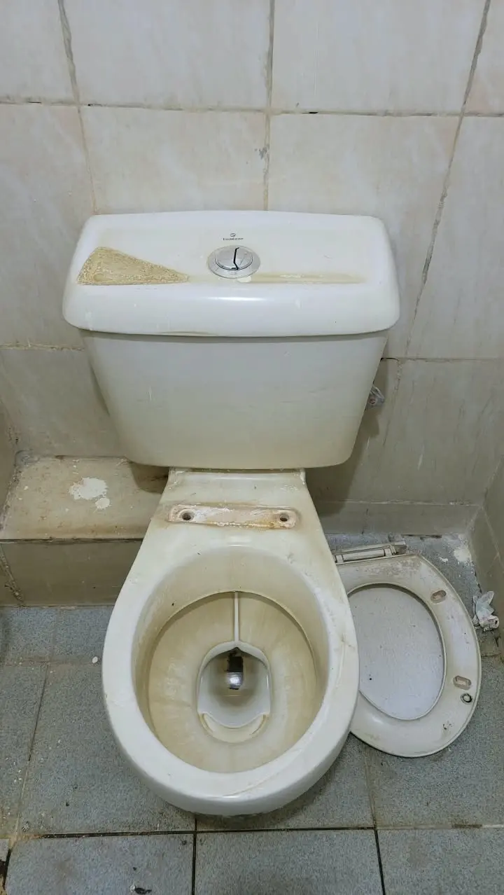 Stained toilet bowl before restoration in Lavington